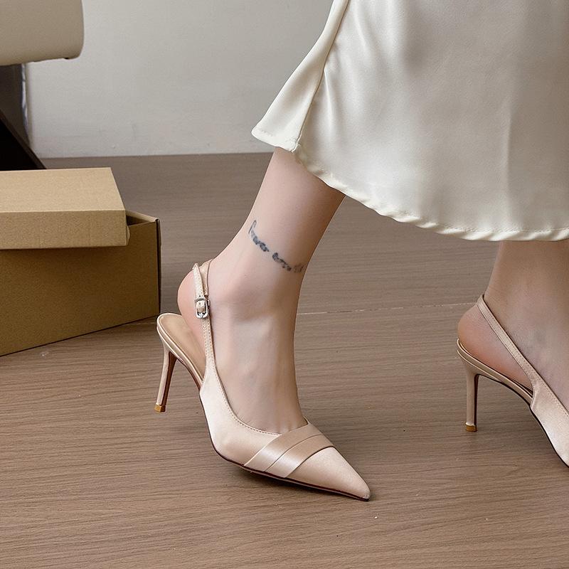 Baotou Sandals Women's Summer New High Heels Thin Heel Pointed French Temperament Single Shoes Sandals