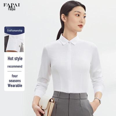 FAPAI Women's Wrinkle-Free Pure Cotton Business Long-Sleeve Shirt