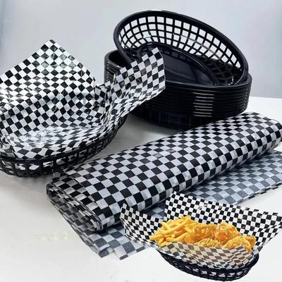 Kosz na żywność Fast Food 100 Arkuszy Woskowany Papier Deli Wielokrotnego Użycia Owalny Plastikowy Koszyk na Owoce Koszyk na Frytki Restauracja Przekąska