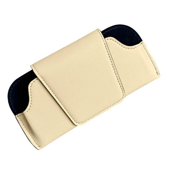Sunglasses Holder for Car Sun Visor Soft Velvet Lined Sunglasses Case Anti-Scratch Leather Storage Box Space-Saving Car Accessory Organizer for