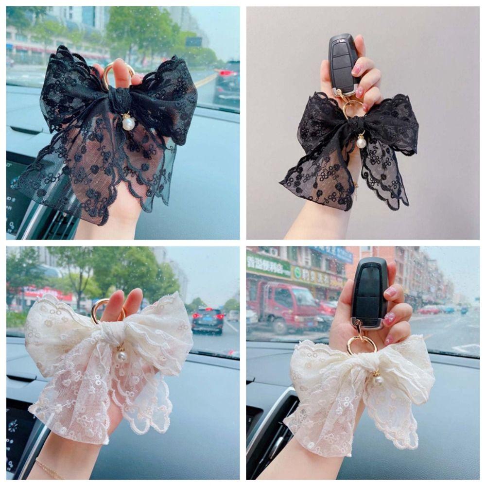 Elegant Sweet Key Ring Ornament Car Key Accessories Creative Lace Bow Pendant  Backpack