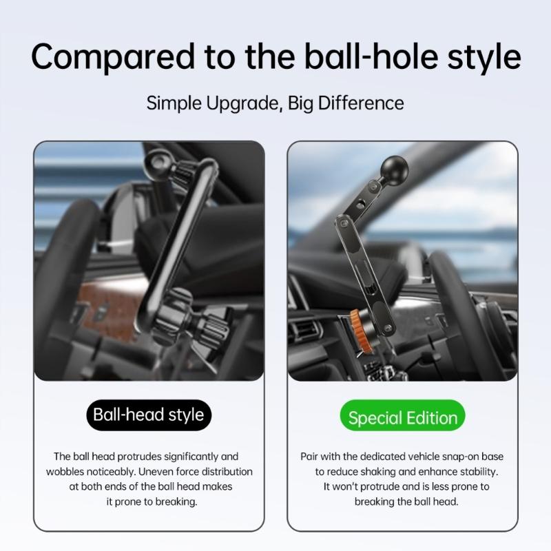 Adjustable Car Mobile Phone Mount Base 17mm Ball Head Adapter Fit 1/4 Tripod Screw Hole For Secure Device Positioning