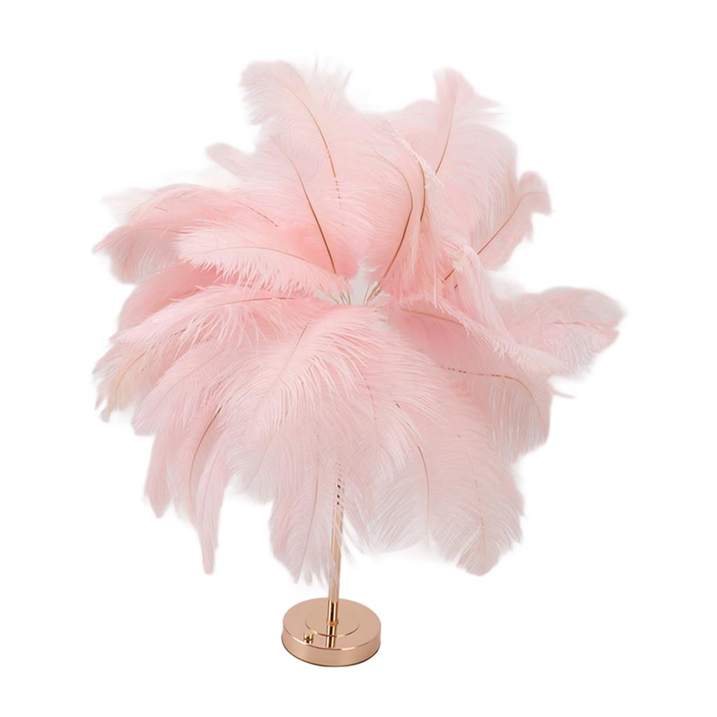Ostrich Feather Table Lamp Rechargeable Modern Romantic Decoration Lamp Bedroom Bedside Lamp for Home Decoration