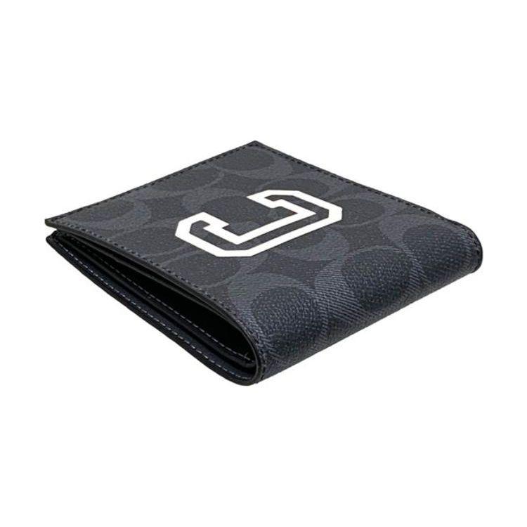 Coach Billfold Wallet 10 Classic Fashion Multi-Card Slot Double Fold Coated Canvas ID Card Holder Wallet Men wallet Denim Chalk-White CB924-QBOIZ