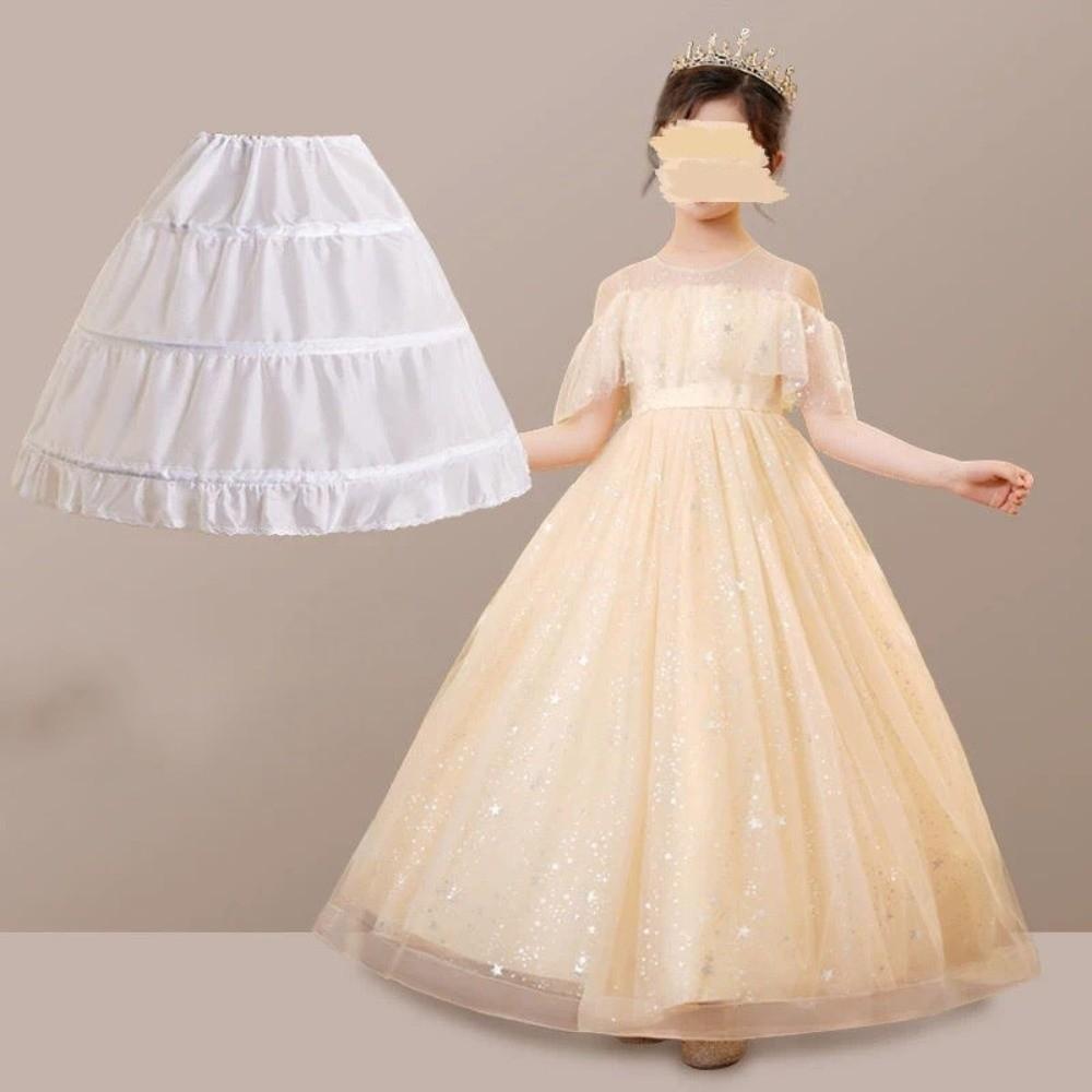 Steel Ring Flower Crinoline 3 Hoops Wedding Petticoat Fashion Princess Skirt  Kids Girls