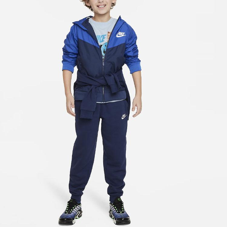 Nike Sportswear Windrunner Logo Print Color Block Hooded Jacket Kids Jacket Navy-Blue FN8757-480