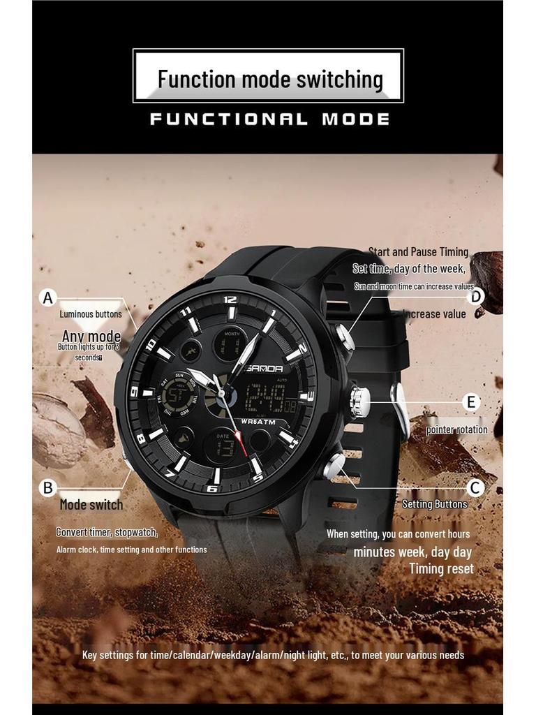 Sanda Youth Luminous Waterproof Multifunctional Men's Sports Watch