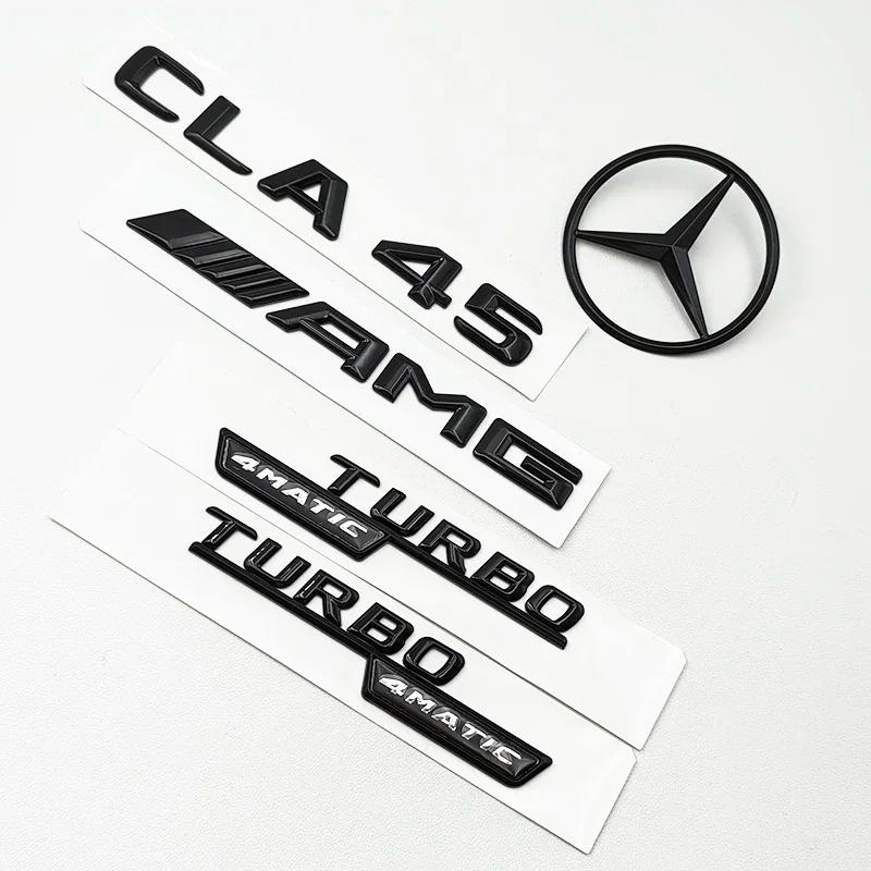 AAUW1 3D ABS CLA45 Logo TURBO 4MATIC Badge For Mercedes Benz CLA 45 AMG W117 Car Rear Star Sticker Trunk AMG Emblem Accessories