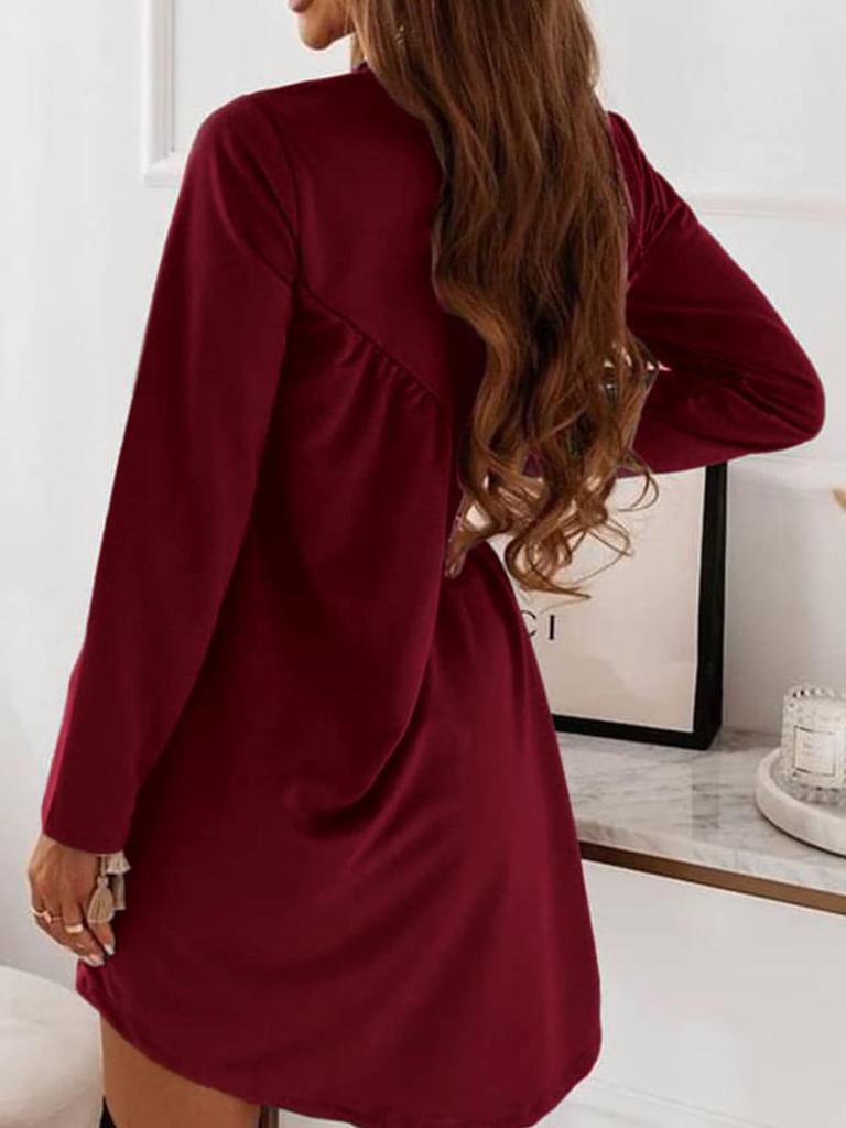 Fall Winter New Solid Long Sleeve Irregular Crew Neck Maxi Dress for Women