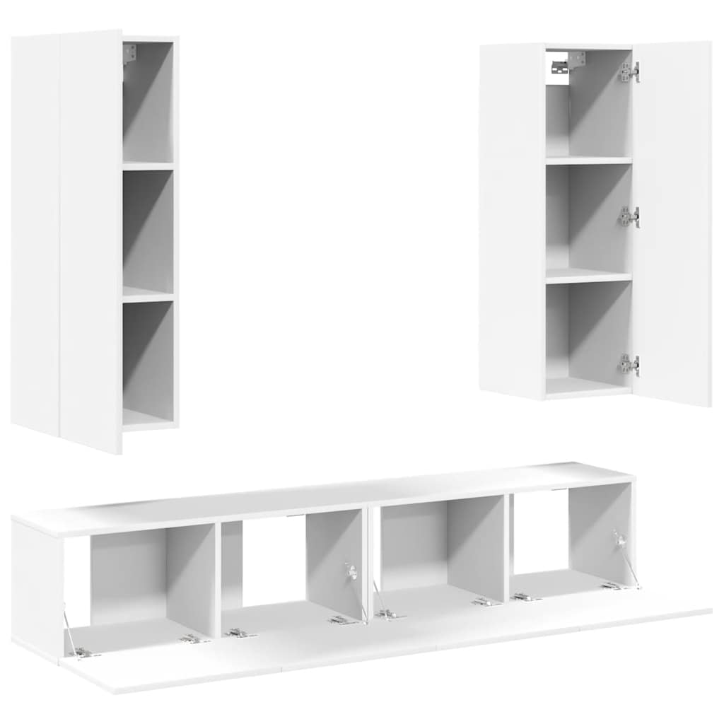 4 Piece TV Cabinet Set White Particleboard