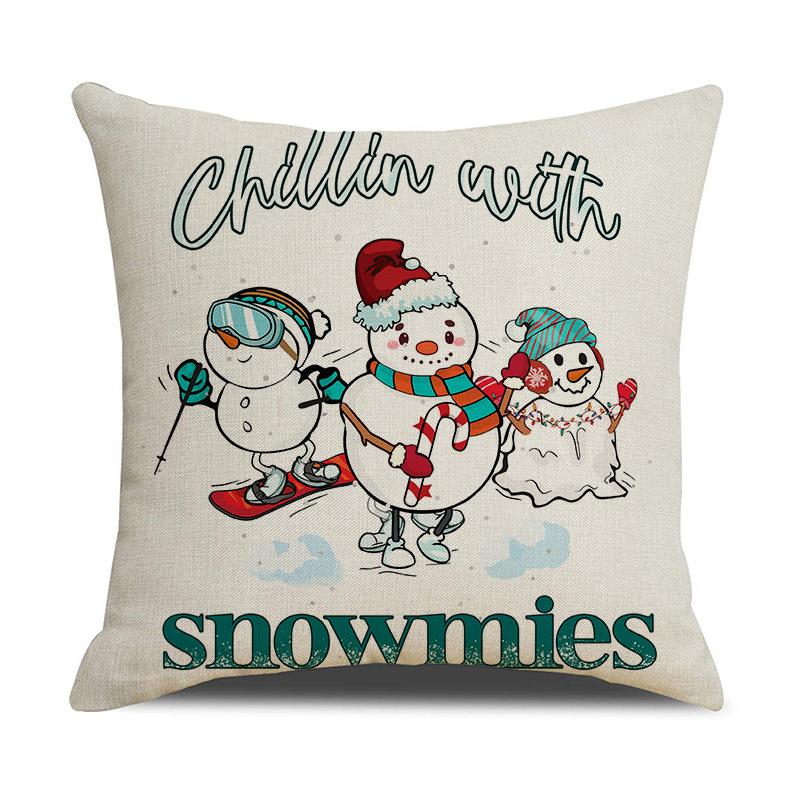 New Christmas Pillow Case Cartoon Print Pillow Linen Home Sofa Pillow Bedroom Pillow Cushion