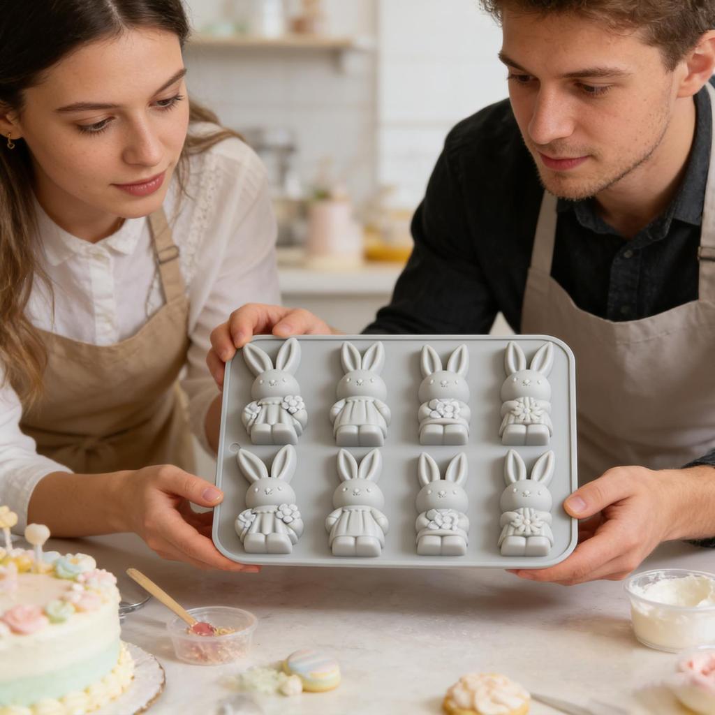 Osterformen Hitzebeständige Hasenformform Osterhase Silikonformen für Kuchen Eis Seife Kerze Keks Dessert Süßigkeit Handwerk