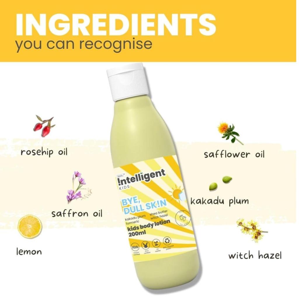 Tuco® Kids Bright Skin Kit | Saffran Ansiktskräm (Solskydd) (50 g) & Återfuktar dagligen Body Lotion (200 ml) | Brett spektrum | Åldrar 2-5, 5-10, 10-15 |