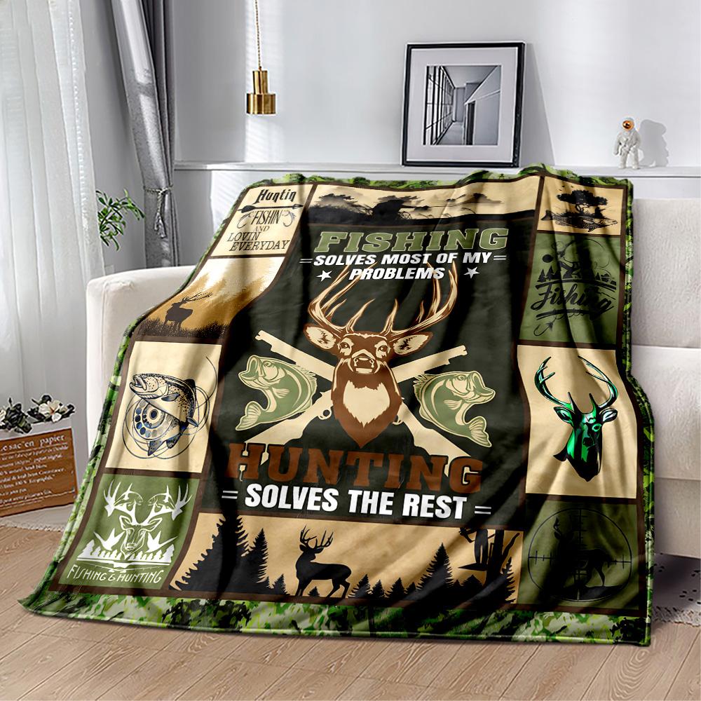 Hirsch im Wald Decken eignen sich für Wohnzimmer, Schlafzimmer, Camping und andere Orte und sind somit eine ideale Wahl für Geschenke.