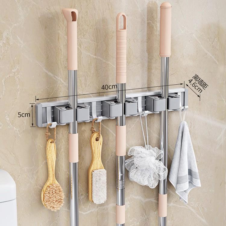 No-Drill Space Aluminum Mop & Broom Storage Clips