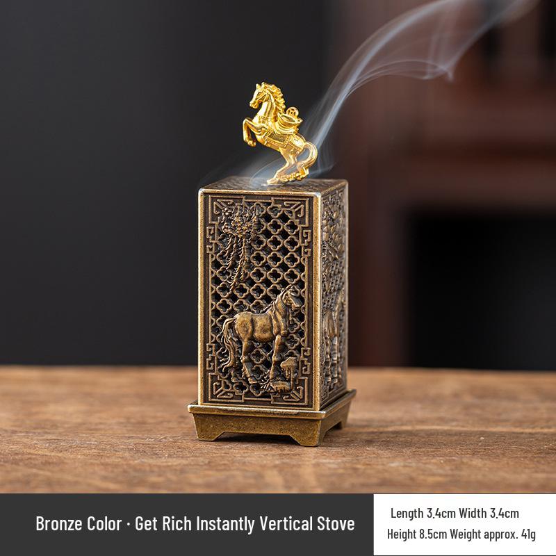 Get Rich Chinese Style Incense Burner: Non-Stick Ash Tray & Stick Burner