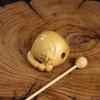 Portable Boxwood Percussion Meditation Instrument: Mini Wooden Fish Carving, Perfect as a Gift or Decorative Ornament.
