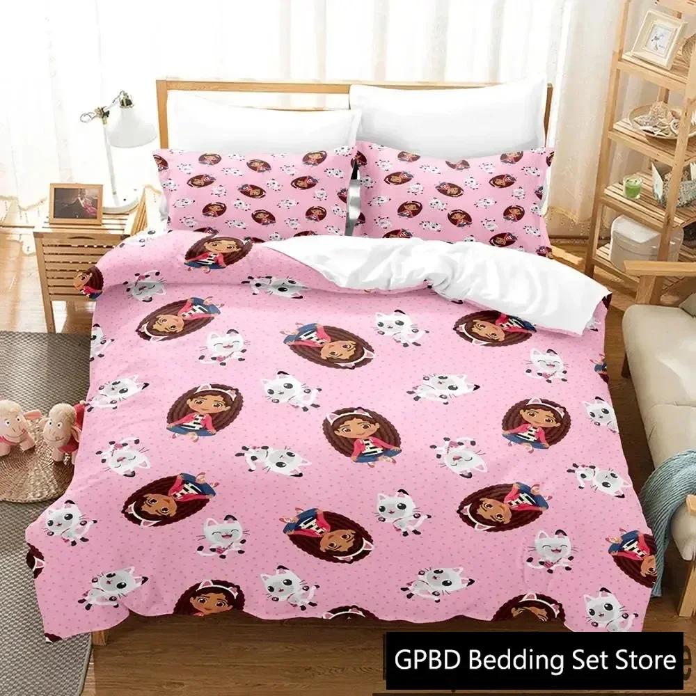 3D Print Cartoon Gabbys Dollhouse Bedding Set Double Twin King Duvet Cover Comforter Pillowcase Boys Girls Adults Bedroom