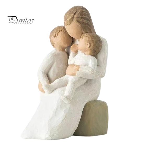 Healing Home Ornament Mother Holding Baby Figurine, Resin Family Love Statue for Bedroom Desk, Matte Texture Accents Heartwarming Decor Ornament, Gift