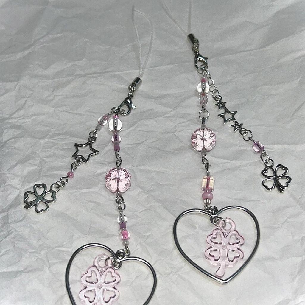 Handmade Phone Charm Keychain Beaded Keyring Bag Pendant Fashion Accessory Personalized Present Bring Luck and Happiness