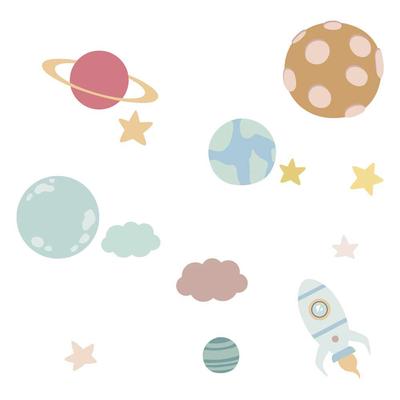 [A1549] - Folha de autocolantes Pastel 'Space' - 20x70 cm