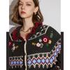 DIMANAF 2025 Sweaters Cardigan Flowers Autumn Pockets Women Print V-Neck Sweaters Knitting Loose Sweater