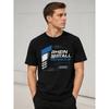 Herren schwarzes Grafik-T-Shirt mit auffälligem Rheinmetall Defence Aufdruck, Rundhalsausschnitt, kurze Ärmel, lockere Passform, Baumwollmischung, lässiges Streetwear-Oberteil für den Alltag