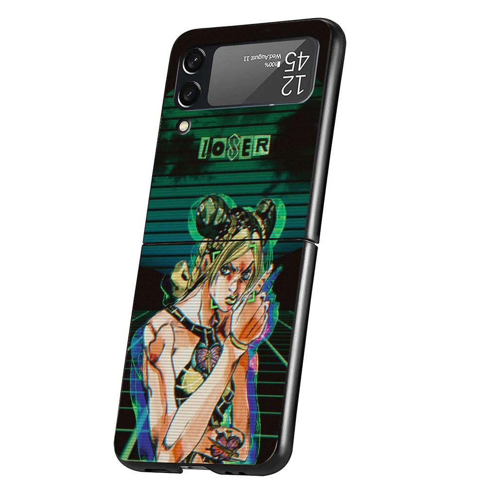 JoJo's Bizarre Adventure Jolyne Cujoh Case Phone Cover for Samsung Galaxy Z Flip 6 5 4 3 5G ZFlip6 ZFlip5 ZFlip4 ZFlip3 Black Ha
