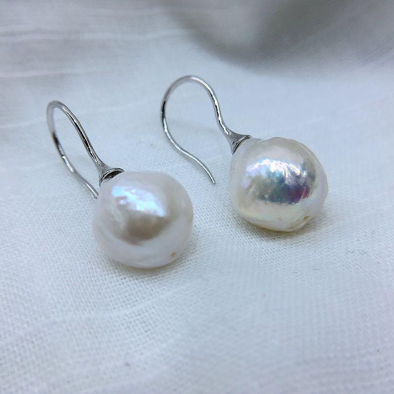 Boucles d'oreilles pour femmes, perles baroques blanches, forme irrégulière, argent Sterling 925, crochet de poisson, boucles d'oreilles en perles, cadeaux pour filles