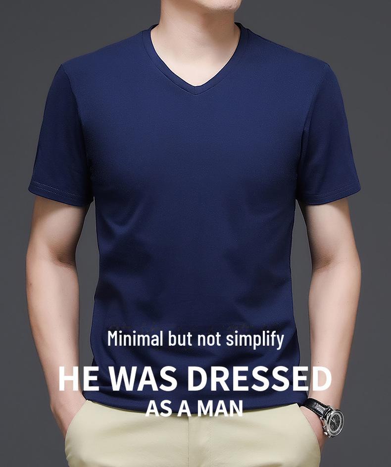 Weißes Kurzarm-T-Shirt aus Baumwolle mit V-Ausschnitt für Herren – Trendy Loose Fit für den Sommer
