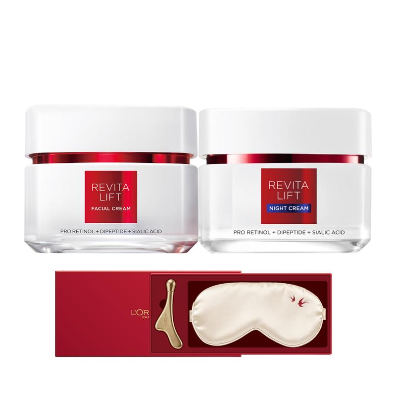 Loreal Paris Rejuvenating day cream  night cream  face protection gift box - day cream 50ml  night cream 50ml  face protection eye mask  facial massag