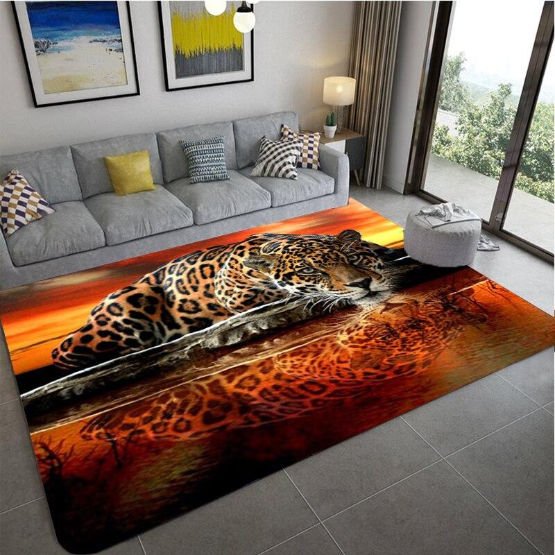 Home 3D Leopard Pattern Large Carpets for Living Room Animal Rugs Bedroom White Tiger Rug Kitchen Floor Mat