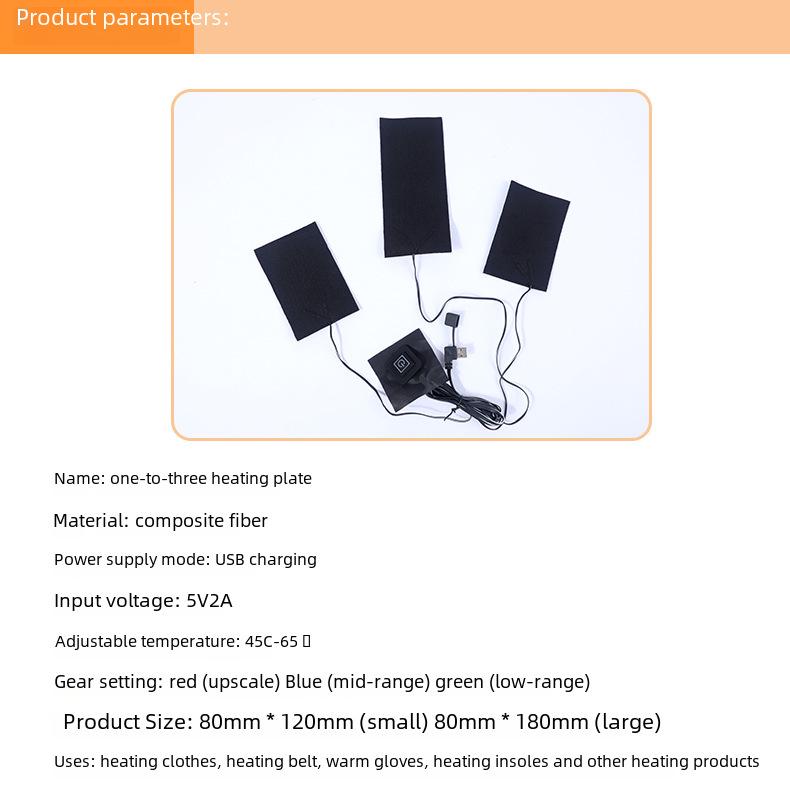 Wodoodporna elastyczna podkładka grzewcza z włókna węglowego zasilana przez USB do odzieży