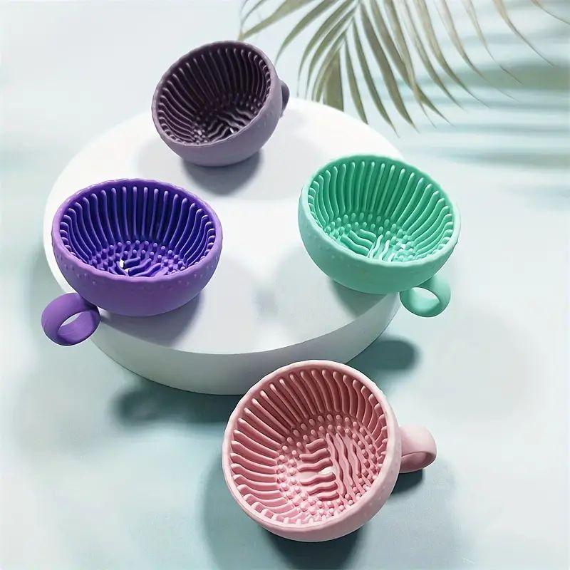 1pc  Makeup Brush Cleaner - Premium Silicone Scrubber & Non-slip Bowl - Effortless Deep Cleaning for All Facial