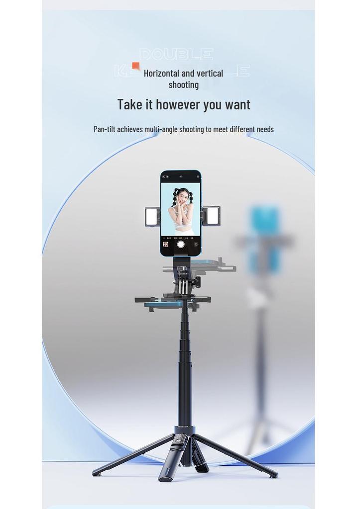 P135 Universal Bluetooth Selfie Stick: Detachable Gimbal, Four-Leg Stand, One-Button Pop-Up for Phones and Cameras.