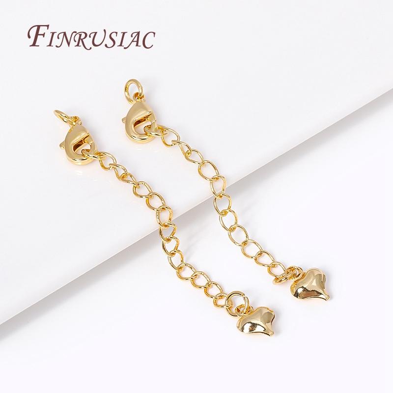 18K Gold Plated Star Heart Shape Necklaces End Extension Tail Chain with Lobster Clasps For DIY Bracelet Necklace Jewelry Making