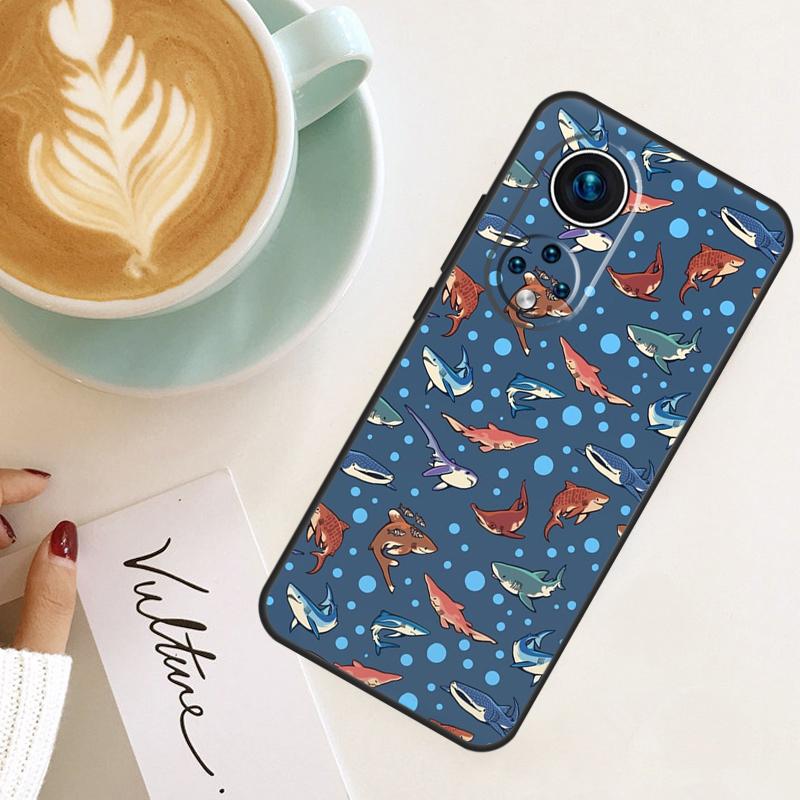 

Cartoon Sharks For Honor Magic 7 Lite 6 8 Pro Case For Honor 200 400 50 70 90 X8c X8b X9a X9b X9c X9d Win RT Honor 70