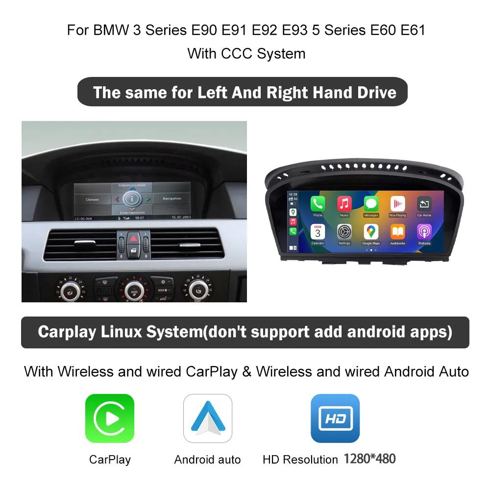 Pour BMW Série 5 E60 E61 E63 E64 E90 E91 E92 E93 CCC CIC Sans Fil CarPlay Andorid Auto Autoradio Autoradio Lecteur Multimédia