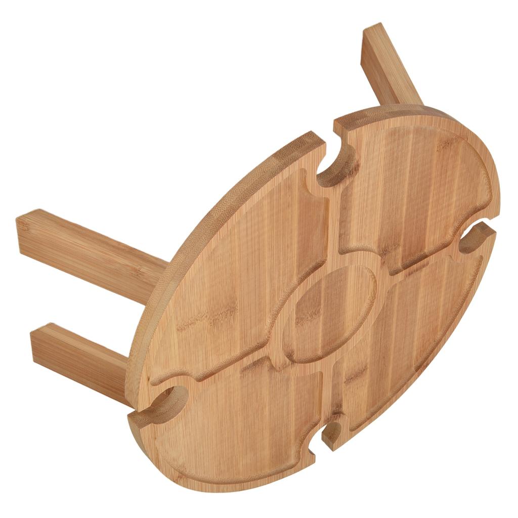 Outdoor Wine Table Folding Wooden Picnic Table with Wine Glass Holder for Hiking Camping Outdoor Dinner