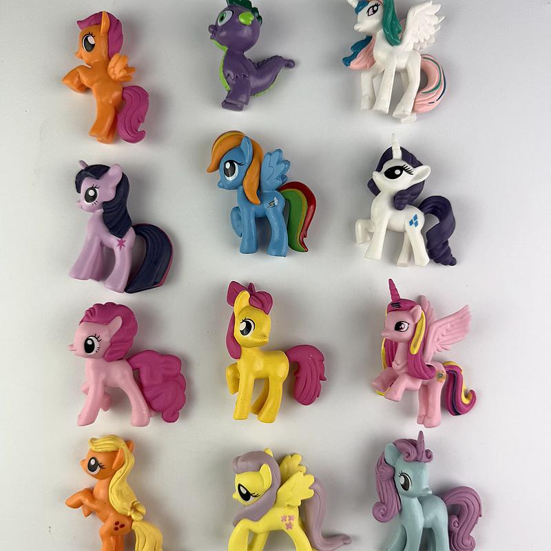 12pcs Little Poni Doll 6cm Rainbow Horse Cute Little Horse Toy Dolls Figures Colletion PVC Model for Girls Christmas Gifts