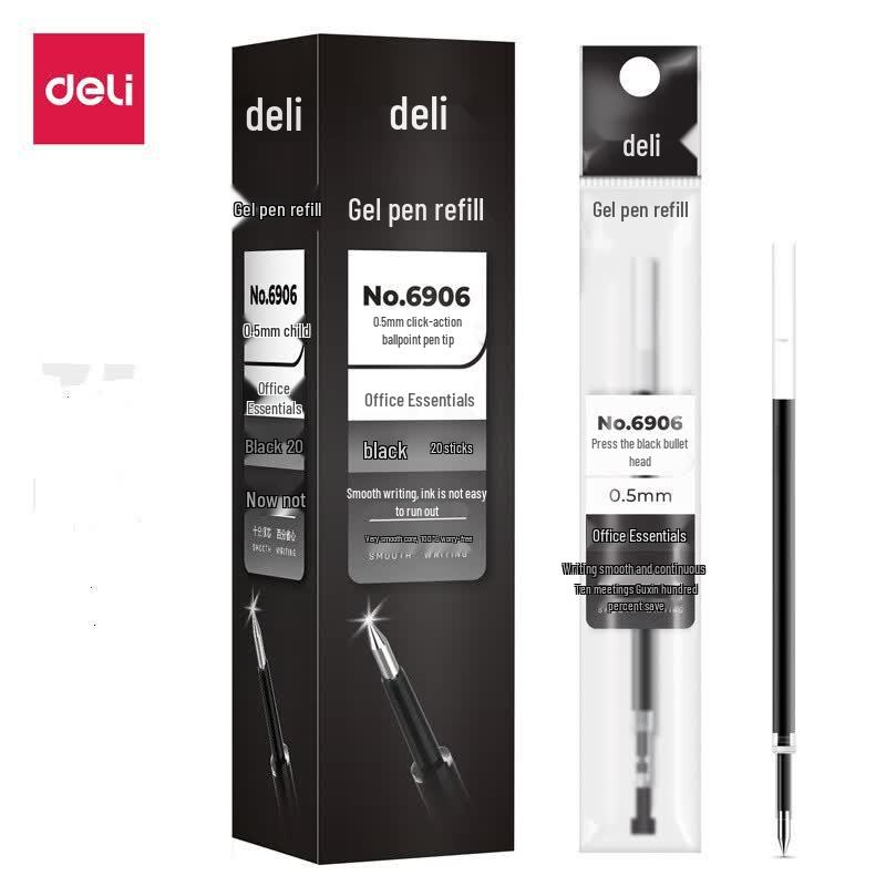 Deli 6906 0.5mm Black Gel Pen Refills