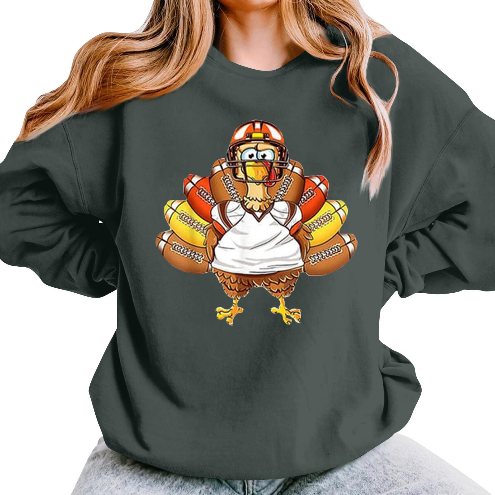 Женская повседневная мода День благодарения с принтом длинный рукав O-образный вырез — фото 7