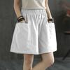 Women's Summer Casual Wide-Leg High Waist Plus Size Wool Shorts with Slimming Fit and Pockets