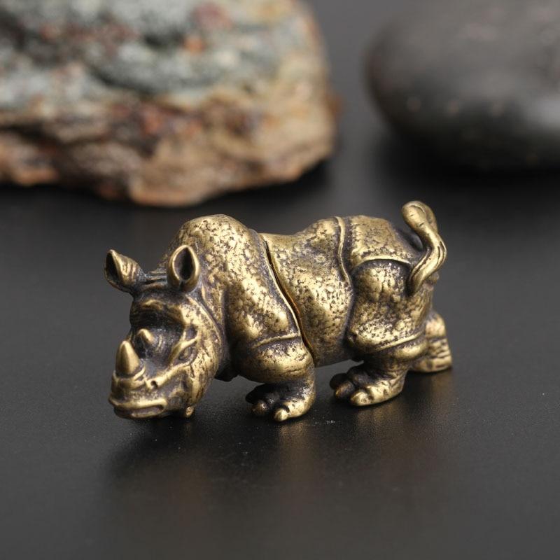 1pc Vintage Copper Animals Eagle Lion King Bull Rhinoceros War Horse Figurines Ornament Home Decoration Accessories Brass Craft