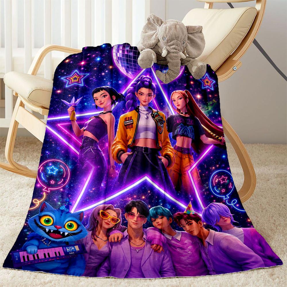 K-pop Fashion Fusion Blanket Soft Warm Cozy Perfect for Couch Bedding Livingroom All-Season Use Playful Design Perfect Gift for Relatives and Friends