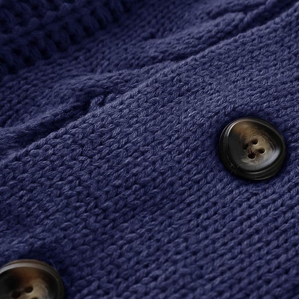 And Winter Men's Fashion Loose Cardigan Warm Lapel Hooded Jacket Sweater Knitted Coat