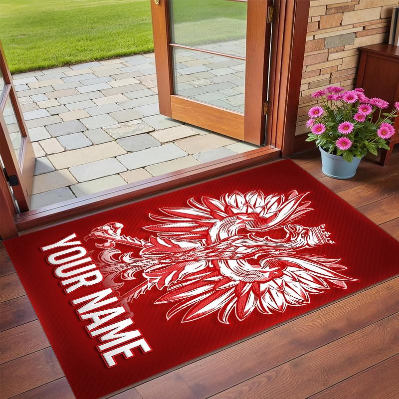 Crystal Velvet Rug Custom Name Text, Soft Non Slip Floor Mat Home DecorPoland