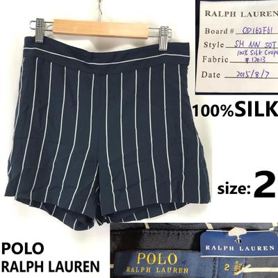 Unused 100% Silk Short Pants 2 M Women Navy Bottoms(USED)