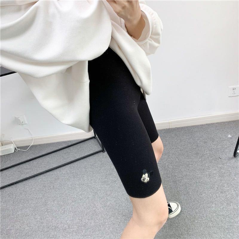 

Women s Summer 2026 Korean Style Ribbed High-Waisted Embroidered Stretch Base Layer Pants One Size (suitable for 90-140 jin) чёрный