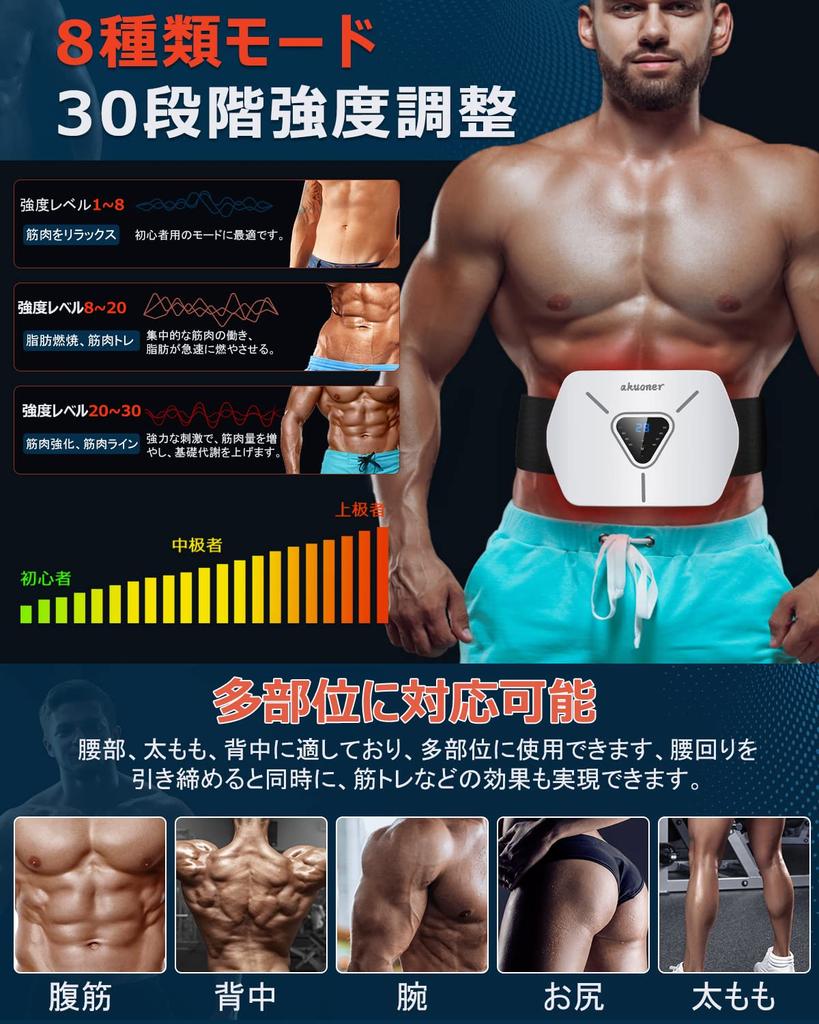 Upgraded EMS Abdominal Muscle Training No Gel Sheets 6 Abdominal Muscle 3D Alternating 8 30 Intensity Large LCD USB Abdominal Muscle Training